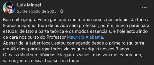 Print original do depoimento de aluno 4